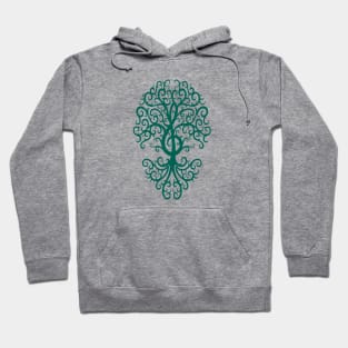 Teal Blue Musical Treble Clef Tree Hoodie